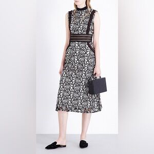 Self - Portrait Lace Pattern Midi Dress